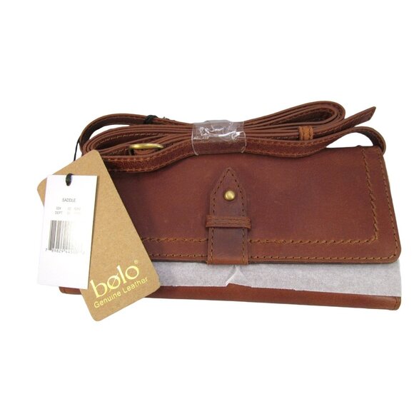 Bolo Brown Leather Crossbody Wallet Clutch with Removable Shoulder Strap NWT - Picture 1 of 10